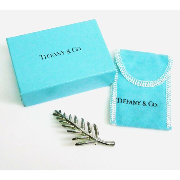 NEW Tiffany & Co. STERLING SILVER LEAF BROOCH 2.25" Palm Frond Pin 925 + Box Bag - Picture 5 of 5